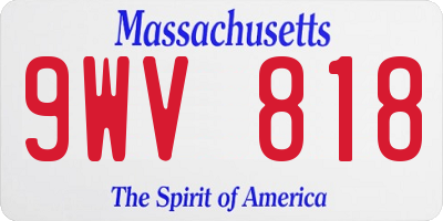 MA license plate 9WV818