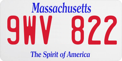 MA license plate 9WV822