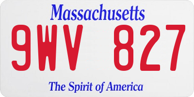 MA license plate 9WV827