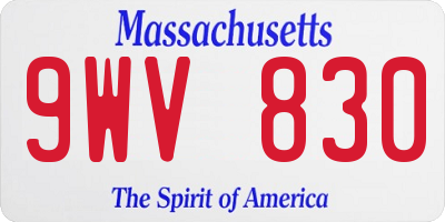 MA license plate 9WV830