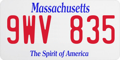 MA license plate 9WV835