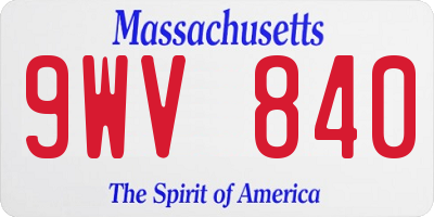MA license plate 9WV840