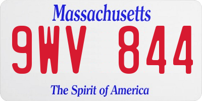 MA license plate 9WV844