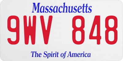 MA license plate 9WV848