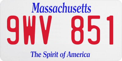 MA license plate 9WV851