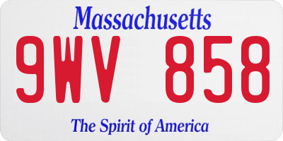 MA license plate 9WV858