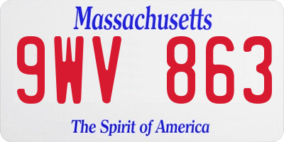 MA license plate 9WV863