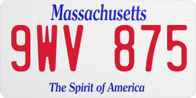 MA license plate 9WV875