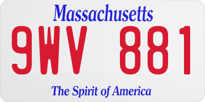 MA license plate 9WV881