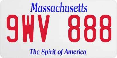 MA license plate 9WV888