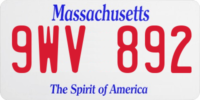MA license plate 9WV892