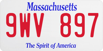 MA license plate 9WV897