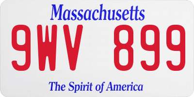MA license plate 9WV899