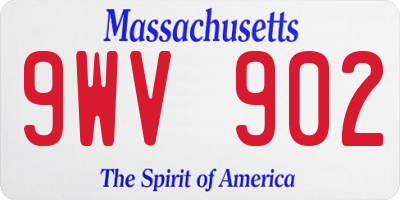 MA license plate 9WV902