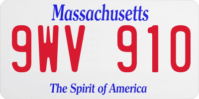 MA license plate 9WV910