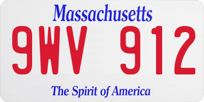 MA license plate 9WV912