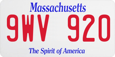 MA license plate 9WV920