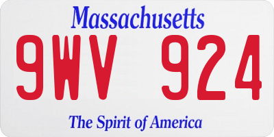MA license plate 9WV924