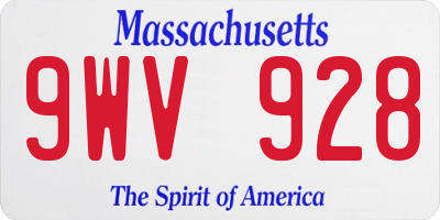 MA license plate 9WV928