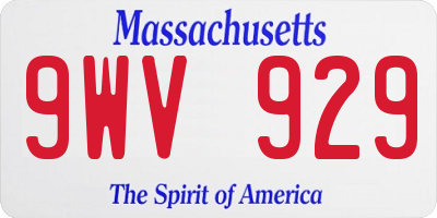 MA license plate 9WV929