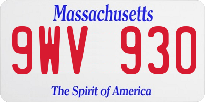 MA license plate 9WV930