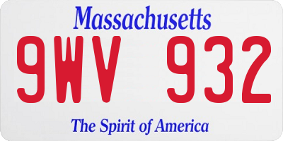 MA license plate 9WV932