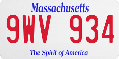 MA license plate 9WV934
