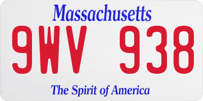 MA license plate 9WV938