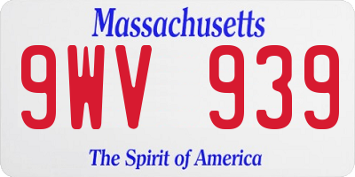 MA license plate 9WV939