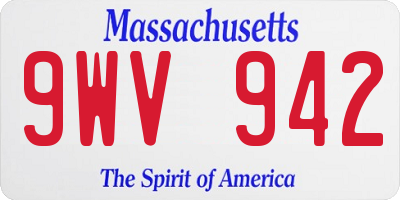 MA license plate 9WV942