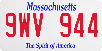MA license plate 9WV944