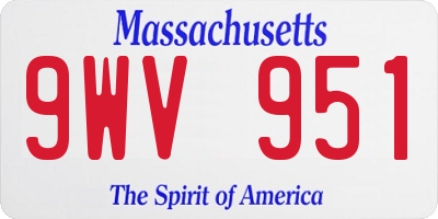 MA license plate 9WV951