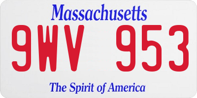 MA license plate 9WV953