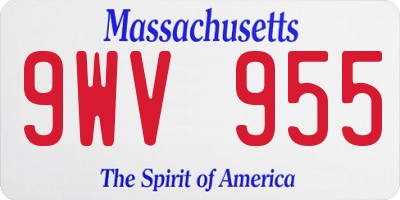 MA license plate 9WV955