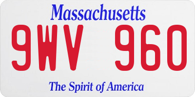 MA license plate 9WV960