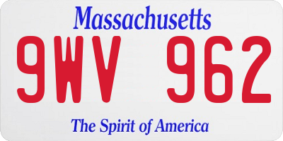MA license plate 9WV962
