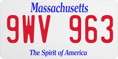 MA license plate 9WV963