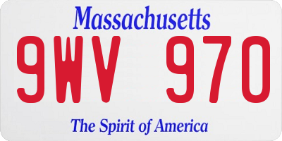 MA license plate 9WV970