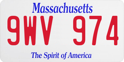 MA license plate 9WV974