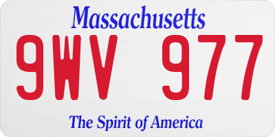 MA license plate 9WV977