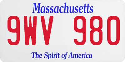 MA license plate 9WV980
