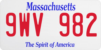 MA license plate 9WV982