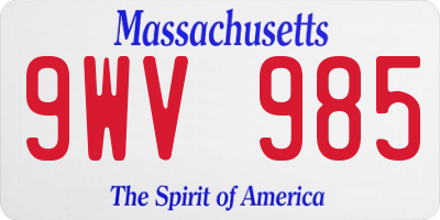 MA license plate 9WV985