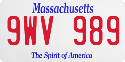 MA license plate 9WV989