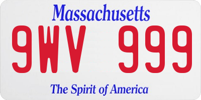 MA license plate 9WV999