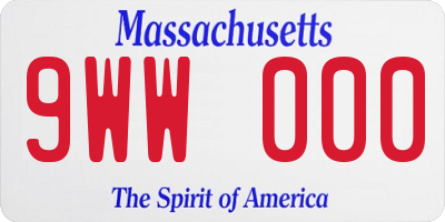 MA license plate 9WW000