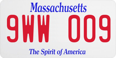 MA license plate 9WW009