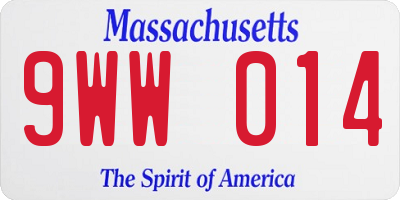 MA license plate 9WW014