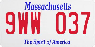 MA license plate 9WW037