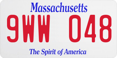 MA license plate 9WW048